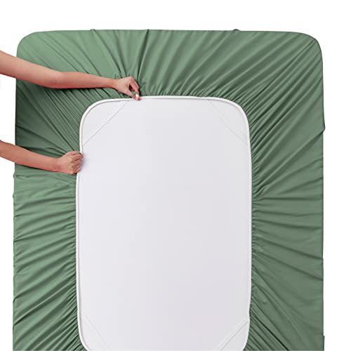 Manyshofu Extra Deep Pocket Full Size Sheets Set - Hotel Luxury 1800 Thread Count Sheets & Pillowcases - Kids Bedding Set Up To 24" Mattress - Sage Green Bed Sheets 18-24 Inch Deep Pockets - 4 Piece #TOP6