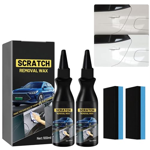 VETIXLO Quita Arañazos Coche 2x100ml con Esponjas, Reparador de Arañazos Coche, Car Scratch Remover, Crema para Arañazos Coche, Para Arañazos Leves y Superficiales