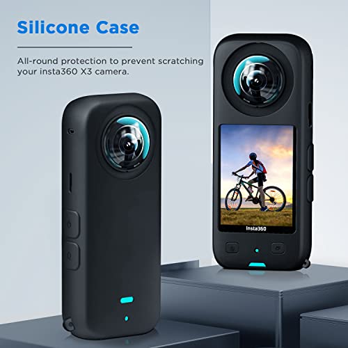 Cynova Insta 360 X3 Lens Cap Protector,Silicone Case Tempered Glass Protector Set For Insta360 X3 Accessories #TOP3