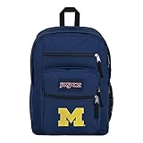 JanSport NCAA Officially Licensed Backpack, Michigan Wolverines, Big Student with Padded 15-Inch Laptop Sleeve, 2 Compartment Computer Bag with Bottle Pocket & Haul Handle, Book Rucksack, Navy