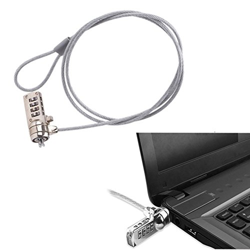 Homy Verrou de sécurité pour Ordinateur Portable, Cable Antivol Universel pour Netbook Câble de Sécurité Code 4, Ultra Câble de Sécurité à Combinaison pour Ordinateur Cover