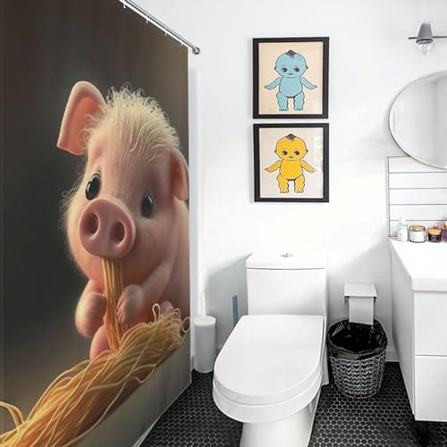 Rideau de douche cochon mignon imperméable contre les moisissures - 3