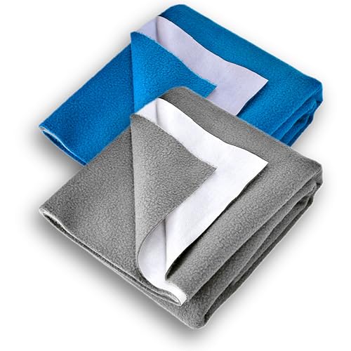 Vastrora Pack of 2 Waterproof Dry Sheet Under Pad for Baby, Washable Fleece Absorbent Bed Protector Sheet, for Diaper Changing, Period Use, Urine Leak, Elderly Care | Nursing & Sofa