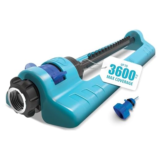 Aqua Joe SJI-OMS16 Indestructible Metal Base Oscillating Sprinkler with Adjustable Spray, 3600-Square Foot Coverage
