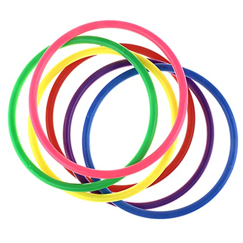 OOTSR 12 stücke Kunststoff Toss Ringe Set für Ring Toss Spiel, Drinnen draußen Kinder Target Übungsspiele, Party Favor Spiele, Karneval, Garten (6 Farben)