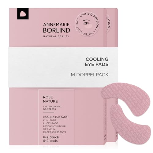 ANNEMARIE BÖRLIND ROSE NATURE - Almohadillas para los ojos con efecto refrescante (6 x 2 unidades) en paquete doble, zona de los ojos reactivada y radiante, reduce los efectos de Blue Light, vegano