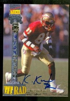Autograph Warehouse 61055 Kevin Knox Autographed Football Card Florida State 1994 Signature Rookies