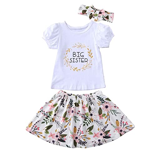 tabpole Kleine Große Schwester Passende Outfits Kurzarmhemd + Blumenhose + Stirnband für Mädchen Cover