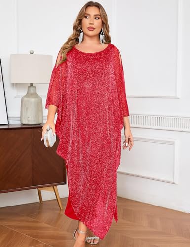 Image of ZOMVA Plus Size Elegant Formal Dress Long Cape Overlay Wedding Guest Formal Cocktail Mother of Bride Outfit