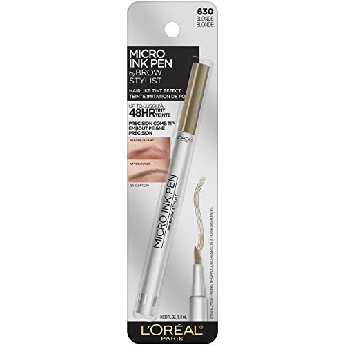 L’oréal Paris Micro Ink Pen By Brow Stylist, Longwear Brow Tint, Hair-Like Effect, Up To 48Hr Wear, Precision Comb Tip, Blonde, 0.033 Fl; Oz. #TOP1
