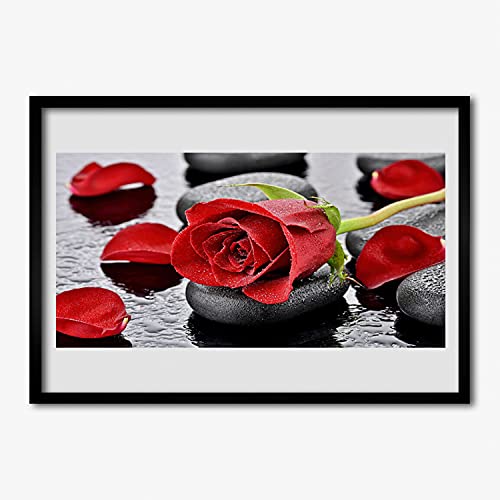 Affiche avec cadre rose rouge 70x50 cm pour sublimer votre chambre