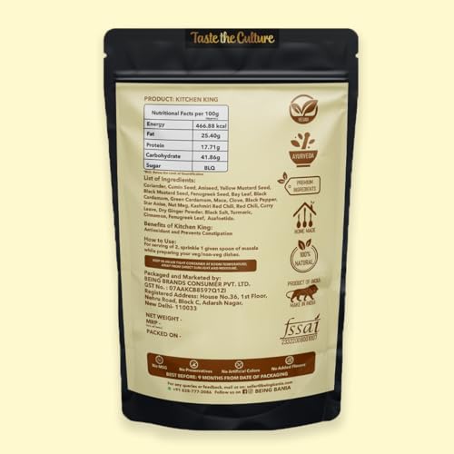 Image of Being Bania Kitchen King Chef Special, 500 Gms | Kitchen Masala Powder |100% Natural Ingredients | No Added Preservatives | All in 1 Vegetable Masala | Exotic Indian Spices | No onion, no garlic |