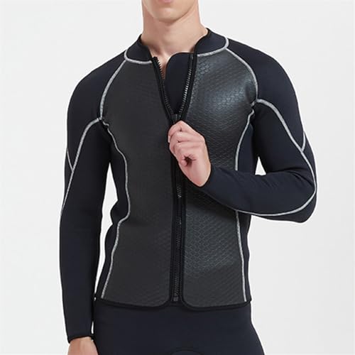 Chaqueta superior de traje de neopreno para hombre de 3mm con manga larga para buceo, para calor y comodidad, traje para aguas frías (Negro_Mediano) miniatura 2