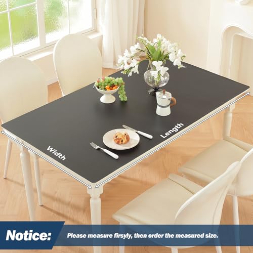 Image of OstepDecor Black Table Cover Protector 42 x 42 Inch, 1.5mm Thick Plastic Table Cover, Dining Table Protector Pad, Waterproof & Easy Cleaning PVC Desk Mat for Dresser, Coffee & Kitchen Wooden Tabletop