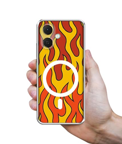 Image of Case Cover for Tecno Spark Go 2 4G Blazing Flames Magnetic Ring Design (Not Magnetic Compatible) | UV Printed Soft TPU Shockproof Back Case for Tecno Spark Go 2 4G