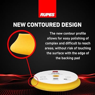 RUPES 180mm Pack of 6 Yellow D-A Fine Finishing Foam Pads | Ideal for Moderate to Fine Paint Correction & Gloss Enhancement | Improves Cutting Performance | Compatible with 6 Backing Plate