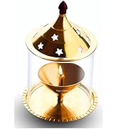Signoraware Akhand Diya Big Brass with Borosilicate Glass Cover, Set of 1, Multicolour