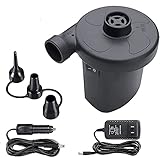 Electric Air Pump, Portable Air Pump for Inflatables with 3 Nozzles, 110V AC/12V DC, Perfect Inflator/Deflator Pumps for Outdoor Camping, Inflatable Cushions, Air Mattress Beds, Boats, Swimming Ring