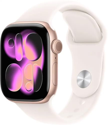 Image of Apple Watch Series 11 [GPS, 46mm] Rose Gold Aluminum Case with Light Blush Sport Band, S /M (Renewed)