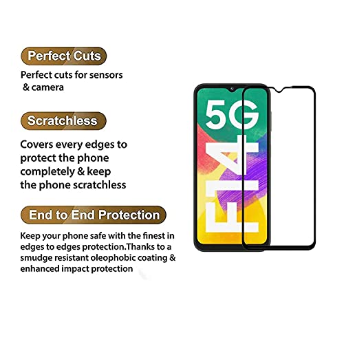Image of Tempered Glass For Samsung Galaxy F14 5G Screen Protector Edge to Edge Coverages with 11D HD Clearance Tempered Glass (Pack of 1)