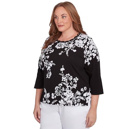 Asymmetric Floral Monotone Crewneck Top3