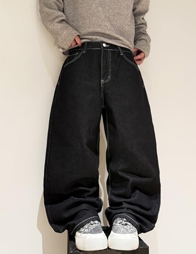 QGRSWBC Mens Jeans Loose Fit Wide Leg Denim Pants Big Wings Printed Vintage Jeans Y2K Hip Hop Long Trousers — view 2