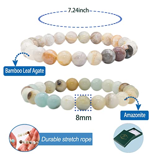 Bivei Natural Gem Semi Precious Reiki Healing Crystals Handmade 8Mm Round Beads Stretch Bracelet #TOP5