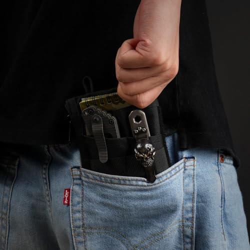 Image of VIPERADE VE18 EDC Pouch, Pocket Organizer for Men, EDC Pocket Organizer, 3 Slots with 2 Zipper Pockets, Multitool Pouch (Black)