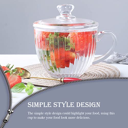 UPKOCH Tigelas de sopa transparentes com alça e tampa de vidro misturando cereais farinha de aveia A