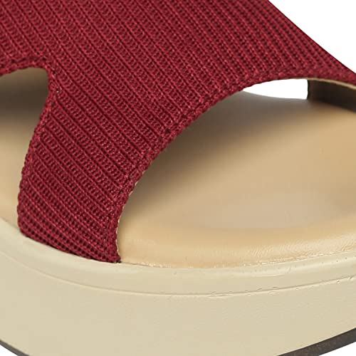 Image of MONROW Inaya Mesh Wedge Heels for Women, Girls | Fancy & Stylish Heel sandals, Casual, Comfortable Fashion Heel Sandal