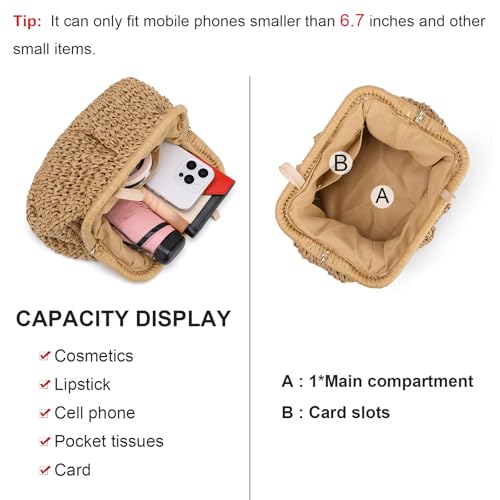 Image of RNIEGA Straw Clutch Purses for Women Cloud Dumpling Pouch Straw crossbody Handbag Summer Beach Woven Shoulder Bags