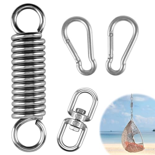 Ressort de Suspension, Ressort Oscillant en Acier à Ressort avec 2 Mousquetons et Pivot à 360° Grande Solidité et Résistance aux Intempéries pour Fixation de Fauteuils Suspendus Sac de Frappe Balançoi
