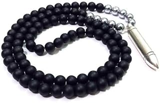 سلسلة رجالي قلادة من حجر انكس اسود الطبيعي