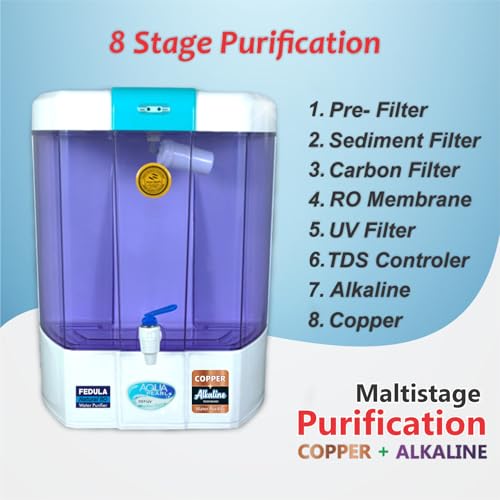 Image of Aqua Pearl Water Purifier, RO+UV+UV LED+B12 Mineral+Alkaline, ORC Copper, High TDS Membrane, Automatic, for Home and Office Use (1 Year Warranty On Pump & SMPS)