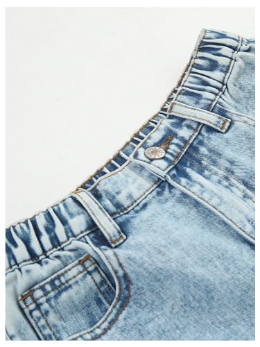 WDIRARA Girl's Casual High Waisted Cargo Jeans Wide Leg Denim Pants with Pockets4