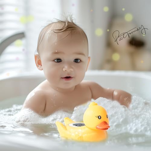 Image of Baby Bathtub Thermometer with LED Display Screen+Cute Duck toy-2-in-1 | Color Coded Alarm (Cold /Comfortable /hot) Bath Temperature Monitor, Adorable Floating Toys for Infants, Essential for Babies