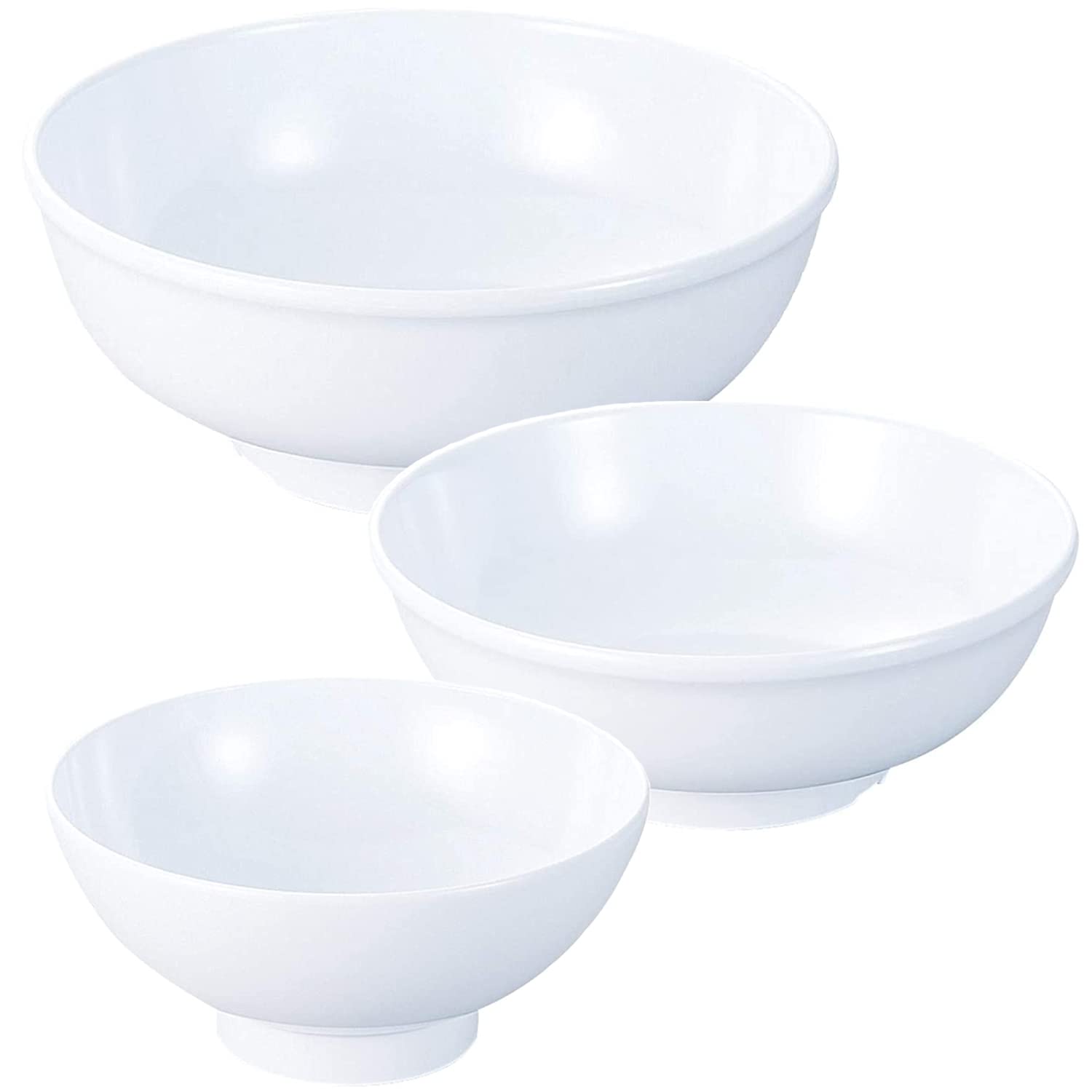 Nagao Tsubamesanjo Unbreakable White Tableware, Donburi, Special Variety, Large Size, Medium More, Set of 3, Made in Japan