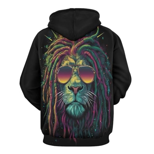 Pull à manches longues lion 3D design cool style reggae unisexe - 4