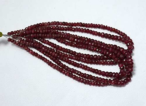 Gemme rubis perles rondelles 3.5-4.5mm fil de pierre naturelle rouge pour la confection de bracelet personnalisé