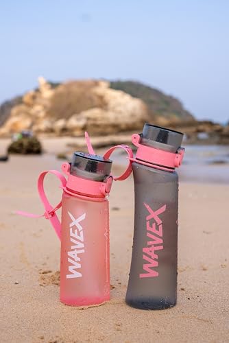 Image of WaveX Scented Water Bottle, Includes 1 Aroma Scent Pod, BPA Free, Flip Top Leak-Proof Lid, Straw & Carry Strap Included, Subtle Flavor Experience, No Sugar or Calories, (20.3 Ounce, Pink)