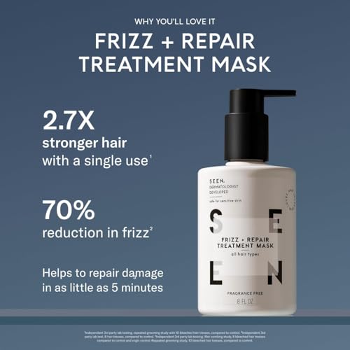 SEEN Frizz + Repair Treatment Mask - Fragrance Free - Fights Frizz, Repairs Damage for Stronger, Smoother, Healthier-Looking Hair - Safe for Sensitive Skin - Image 4