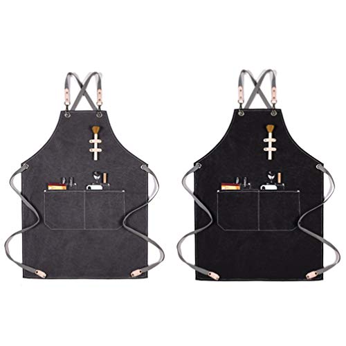 Hemoton Delantales Barista Cooking Chef BBQ Grill Delantal Halter Delantal Ajustable para Servir con Cinturón de… - Imagen 3