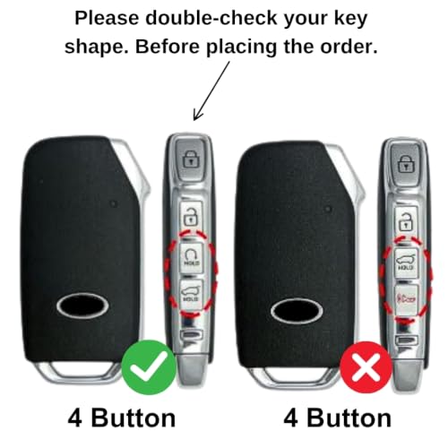 Image of KEYCEPT Metal Armor Key Cover Compatible for Kia Seltos 2024 2023 Facelift HTX | Sonet Facelift | Carens X Line 4 Button Smart Key with Keychain .
