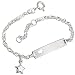Produktbild Baby- und Kinder ID Armband Singapur Stern mit ausgestanztem Herz, inkl. Gravur (beidseitig) - massiv 925 Silber, Länge wählbar 11-16cm