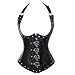 JOYOTER Chaleco de lencería Sexy para Mujer Bustier Negro Deshuesado de Acero con corsé de Entrenamiento de Cintura Steampunk Halter