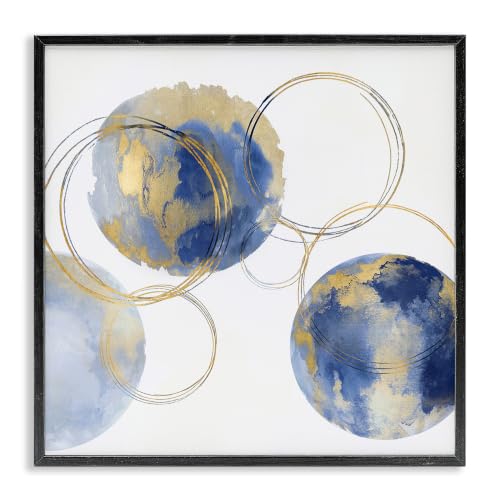 Globe Abstract Shapes Modern Golden, 17 x 17 Inch Framed Giclée Print