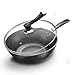 SLCHJXS Maifan Stone Wok Non- Stick Pan Household Pan Iron Wok No Oily Smoke Cooking Pot with Induction Cooker Gas Stove General Skillet (Color : 30 cm with lid) (32 cm Without Cover)
