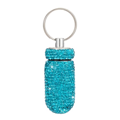 Portable Glittering Pills Organized Small Travel Holder with Keyring for Camping Adventures