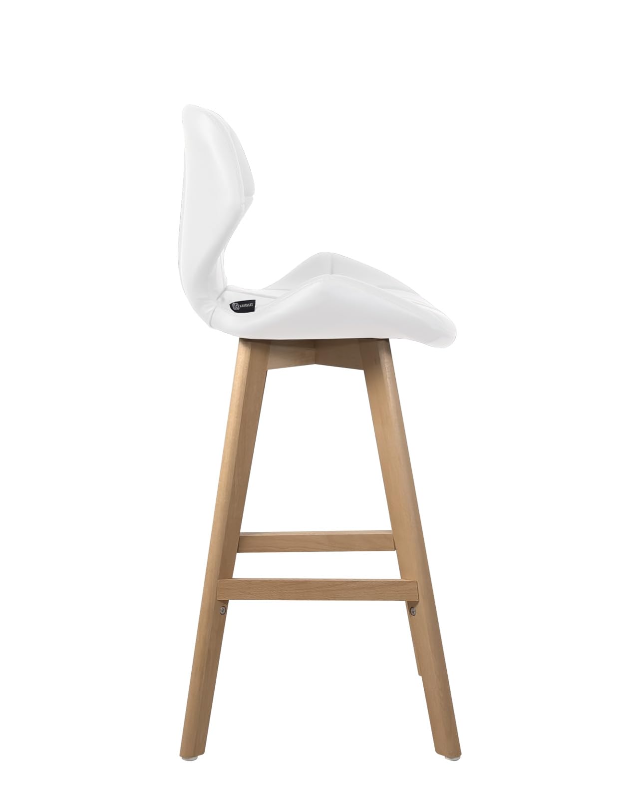 Lot De 2 Chaises De Bar Scandinaves KAYELLES - Hauteur 67 Cm, Dossier Et Coussin Simili Cuir - Pieds En Hêtre Naturel (Blanc)