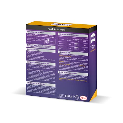 Metylan TG Hohe Reichweite Raufaser und Papier Pulver, Kleister für Raufaser- und Papiertapeten, Tapetenkleister mit hoher Ergiebigkeit, transparent, 1x500g